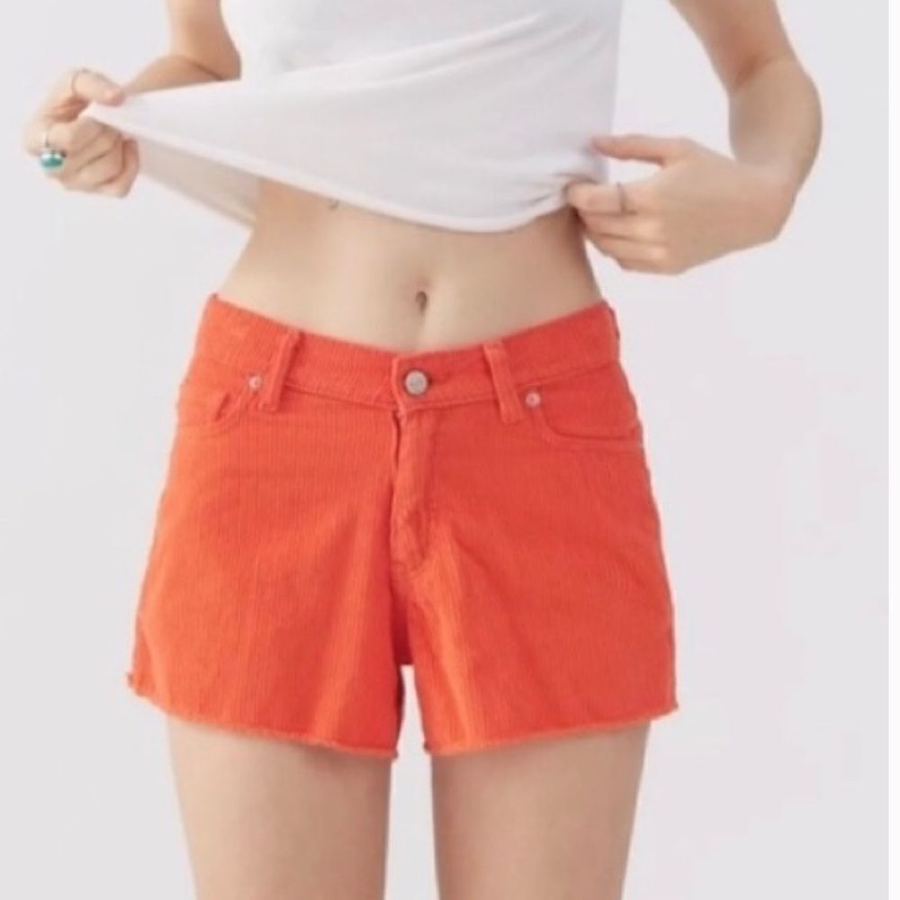 URBAN OUTFITTERS BDG Cut Off Corduroy Shorts - NEW Orange 26 vintg high rise 90